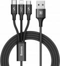 Kabel 3A 3w1 - MICRO USB / TYPE-C / iPhone Lightning - BASEUS RAPID - CZARNY
