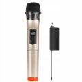 Bezprzewodowy Mikrofon Studyjny Dynamiczny 30m UHF + Odbiornik 3,5mm / PU628B / Złoty